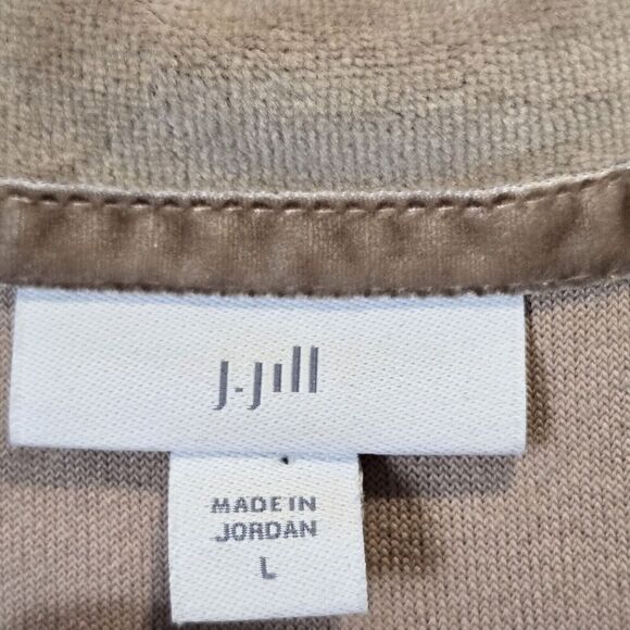 J. Jill Velour Sweatshirt Sz L Gold Cotton Modal Lounge Pullover Velvet Y2K - Picture 6 of 8